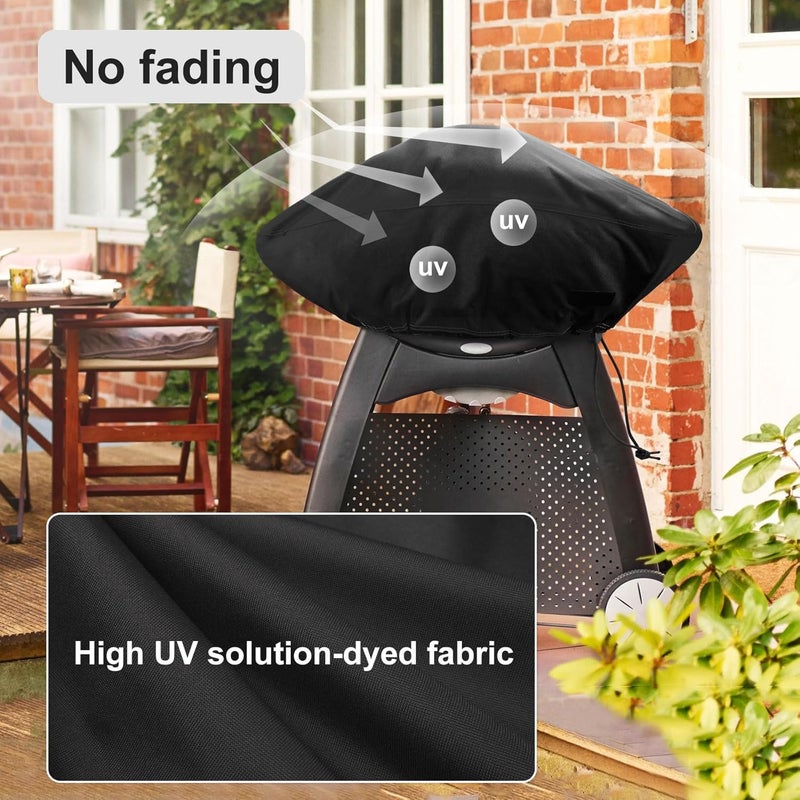 NettyPro Grill Cover for Small Q Series Grills, Waterproof Heavy Duty UV Resistant Portable Grill Cover for Q 2400 Series and Baby Q Gas Grill, Black - Image 3